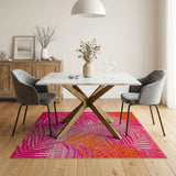 Pink Vibrant Pink Palm Frond Area Rug