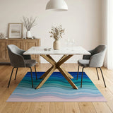 Ombre Blue Teal Wavy Layered Rug