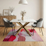 Abstract Red Wave Area Rug