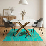 Teal Sea Turtle Ocean Waves Area Rug