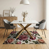 Floral Vintage Vintage Blush Rose Floral Area Rug