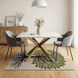 Tree of Life Green Area Rug with Roots