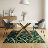 Dewy Green Grass Blades Area Rug