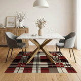Vintage Red Black Plaid Area Rug