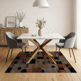 Modern Geometric Abstract Area Rug in Black Grey Brown