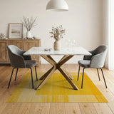 Golden Yellow Striped Frame Area Rug