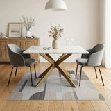 Grey Modern Grey Geometric Oval Area Rug