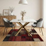 Bold Red Patchwork Geometric Area Rug