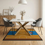Basketball Court Geometric Area Rug