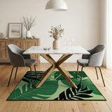 Coastal Beach Vibrant Monstera Leaf Green Area Rug