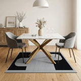 Black White Geometric Arch Area Rug