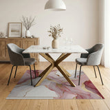 Rose Pink Gold Fluid Abstract Area Rug