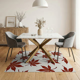 Red Japanese Maple Leaf Pattern Area Rug