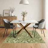 Green Distressed Hexagon Vintage Area Rug