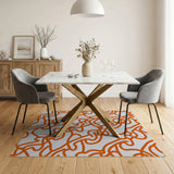 Orange Squiggle Abstract Area Rug
