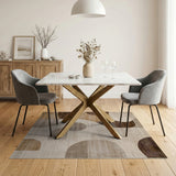 Abstract Beige Geometric Modern Area Rug