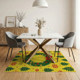 ODIKA Festive Christmas Wreath Washable Area Rug, Non-Slip Low Pile Holiday Carpet for Living Room