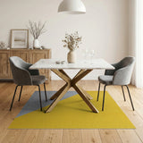 Yellow Grey Diagonal Split Boucle Area Rug