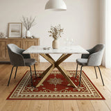 Crimson Gold Ornate Traditional Area Rug