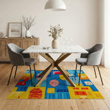 Playful Cartoon Fish Geometric Area Rug