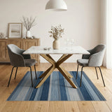 Blue and Teal Blue Striped Geometric Area Rug