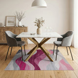Pink Abstract Wavy Pink Grey Area Rug