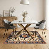 Multi-color and Patterns Beige Persian Floral Medallion Area Rug