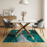 Teal Gold Vein Abstract Area Rug