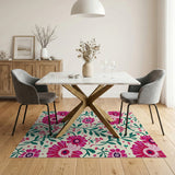 Vibrant Pink Gerbera Floral Area Rug