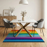 Geometric Modern Vibrant Rainbow Vertical Stripe Area Rug