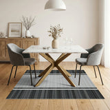 Black White Vertical Stripe Geometric Black and White Area Rug