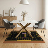 Football Field Black Turf Area Rug