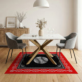 Red Heritage Tribal Rug with Striped Orb