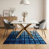 Blue Geometric Window Facade Area Rug