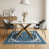 Navy Blue Mandala Area Rug