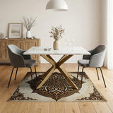 Brown and Tan Ornate Mandala Persian Area Rug