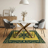 Ornate Yellow Persian Medallion Rug