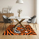 Abstract Area Bold Orange Tiger Face Area Rug
