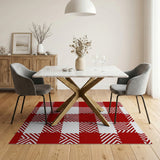 Red White Zigzag Plaid Area Rug