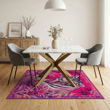 Vibrant Pink Tiger Jungle Area Rug