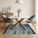 Blue and Teal Blue Teal Distressed Abstract Area Rug