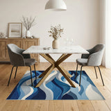 Abstract Area Wave Blue Wave Abstract Area Rug