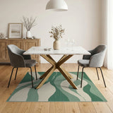 Green Layered Green Wave Abstract Area Rug