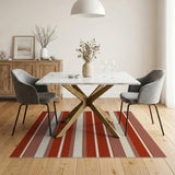 Terracotta and Cream Striped Area Rug