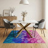 Mermaid Scales Area Rug Pink to Teal Ombre