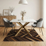 Herringbone Faux Wood Plank Area Rug
