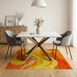 Vibrant Orange Wavy Abstract Orange Area Rug