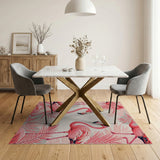 Vibrant Pink Flamingos Leaf Area Rug