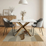Serene Deer Silhouette Beige Abstract Rug