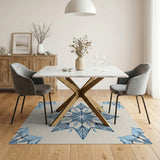 Icy Blue Snowflake Geometric Area Rug